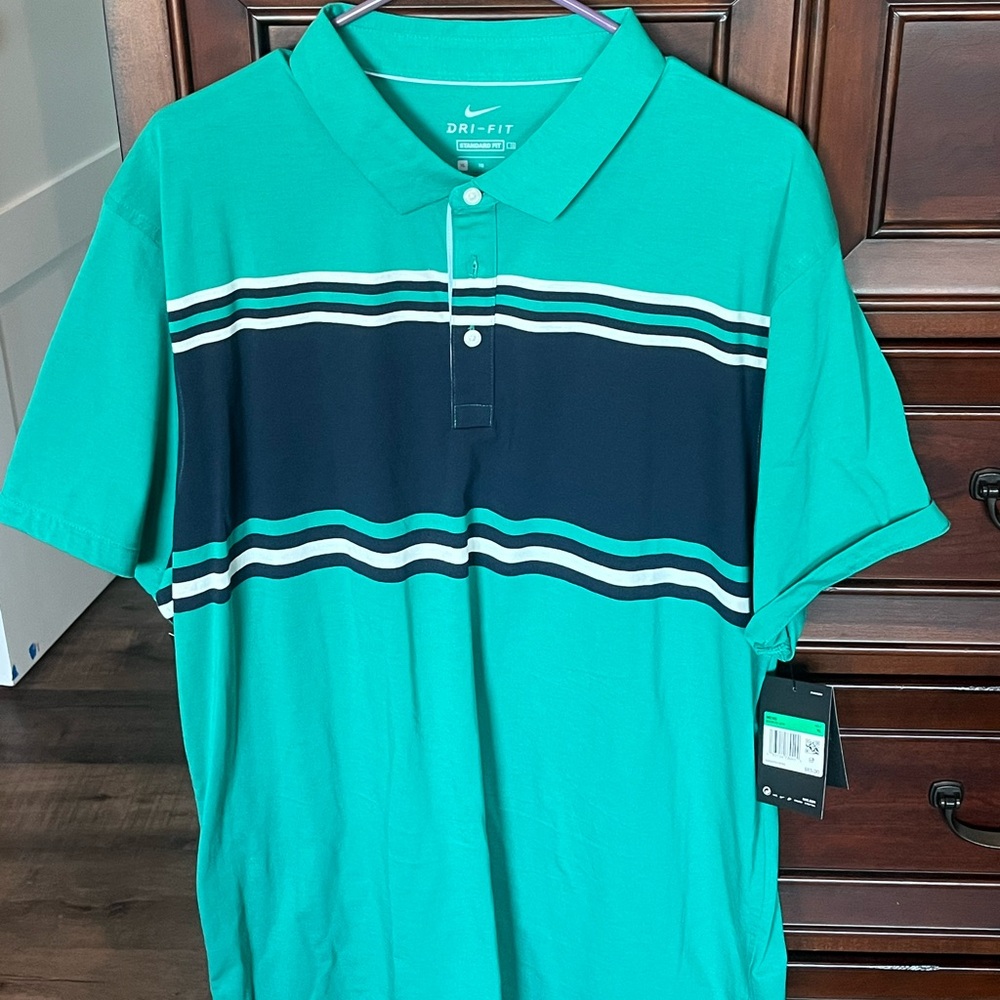 Nike NWT Men's Aqua and Navy Polo Shirt